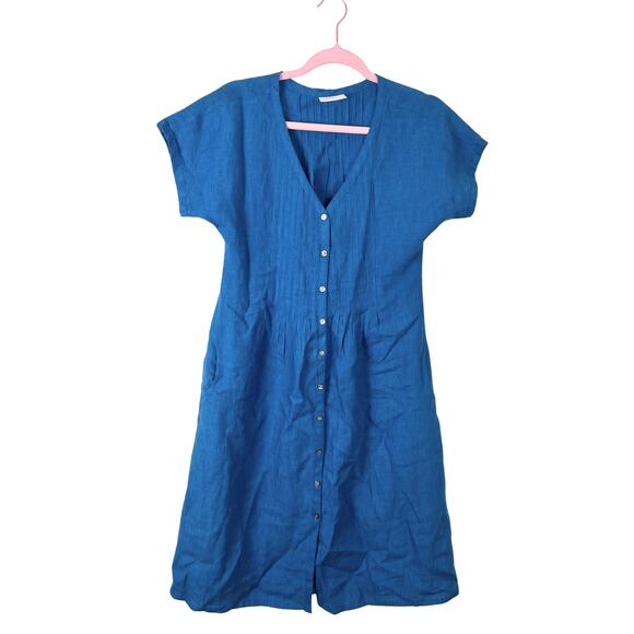 Poetry Dresses & Skirts - Poetry Blue Linen Button Front Dress Size US 2